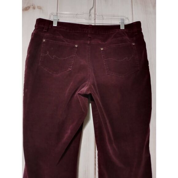 St Johns Bay Pants Ladies 14 Petite Corduroy Bootcut Maroon - Picture 4 of 7